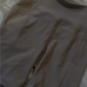 Seam-Panel Ribbed Biker Shorts in Taupe